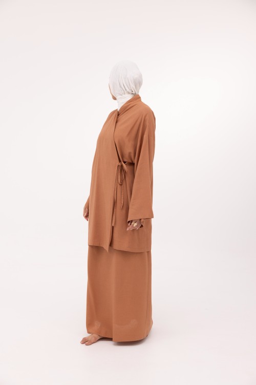 Ensemble Lary en lin noisette
