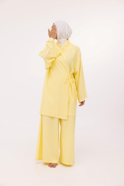 Ensemble Lary en lin jaune