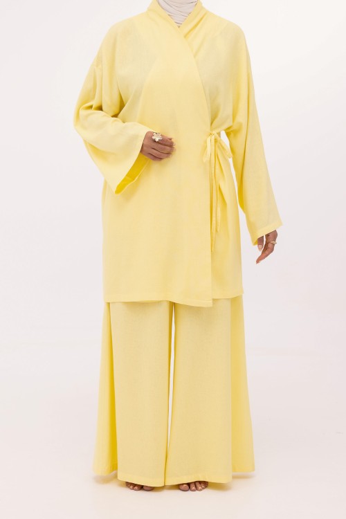 Ensemble Lary en lin jaune