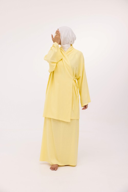 Ensemble Lary en lin jaune