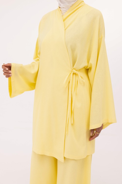 Ensemble Lary en lin jaune