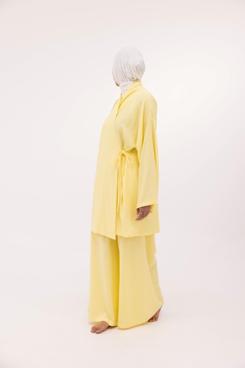 Ensemble Lary en lin jaune