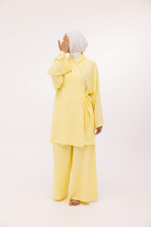 Ensemble Lary en lin jaune