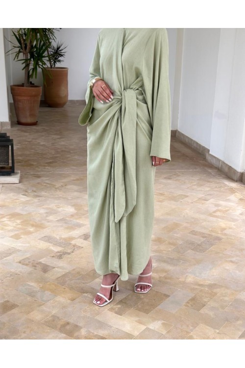 Robe en lin Gabriela Vert amande