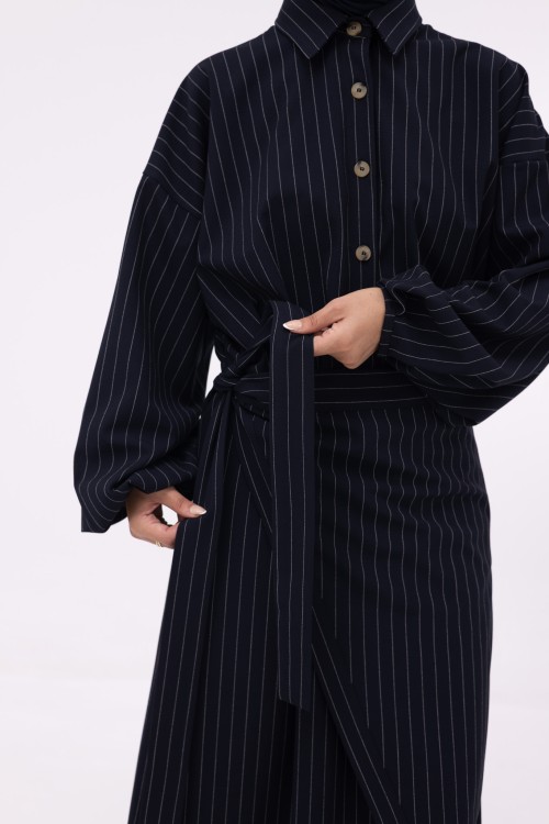 Robe Héloïse rayée bleu