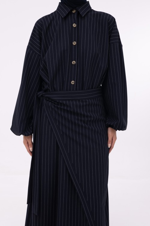 Robe Héloïse rayée bleu