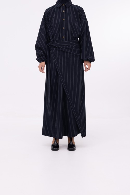 Robe Héloïse rayée bleu