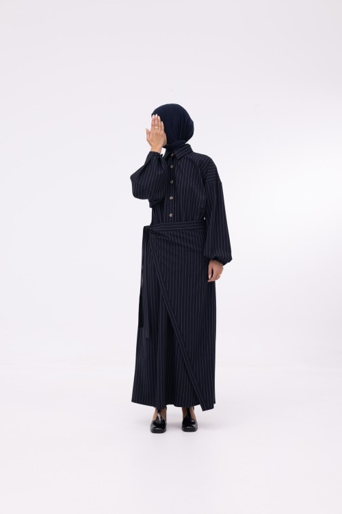 Robe Héloïse rayée bleu