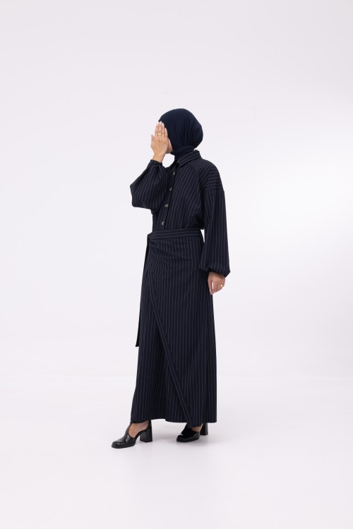 Robe Héloïse rayée bleu