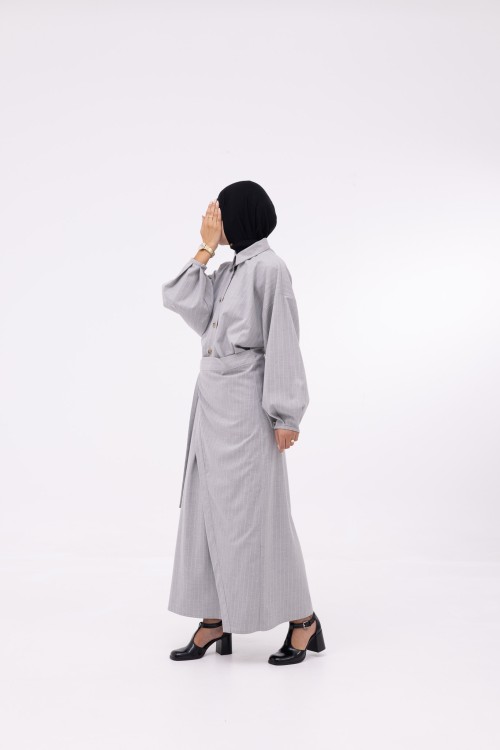 Robe Héloïse rayée gris