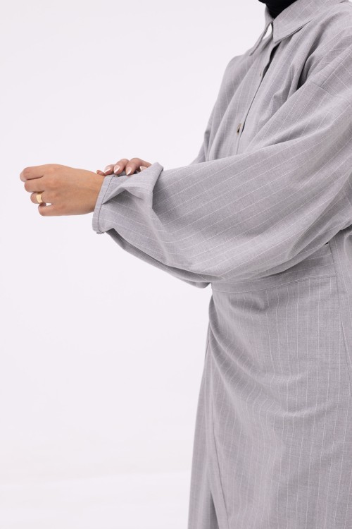 Robe Héloïse rayée gris