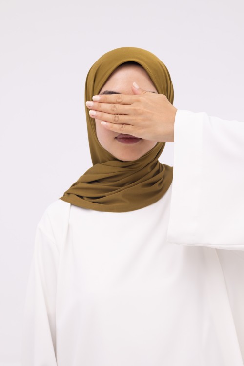 Mini Hijab en bambou moutarde
