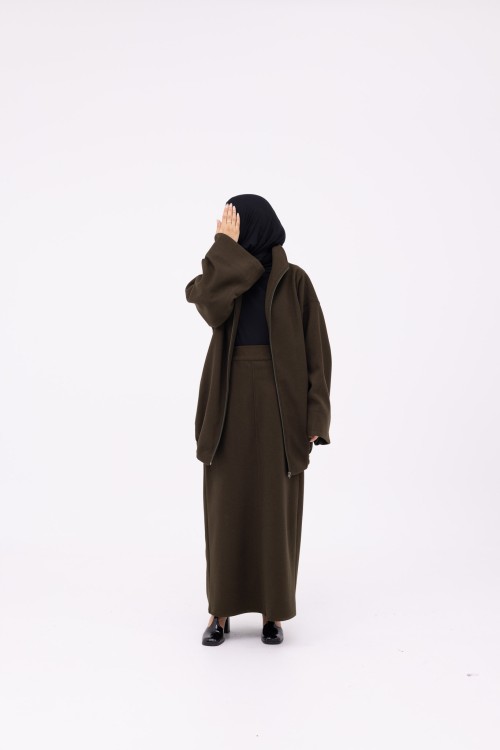 Pauline jupe droite olive