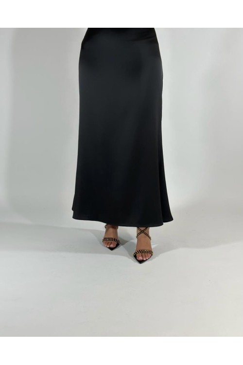 Jupe évasée Rosy noire satinée