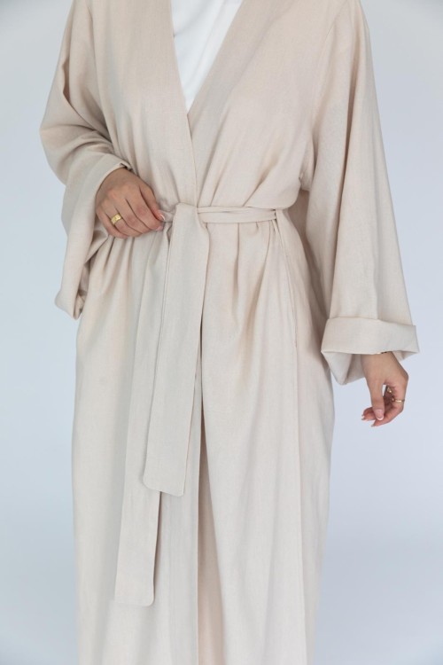 Abaya Essentiel en lin beige
