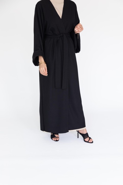 Abaya Essential en lin noire