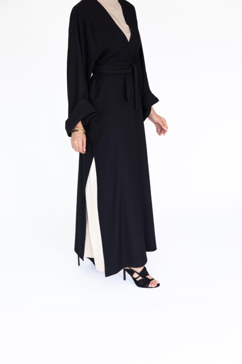 Abaya Essential en lin noire