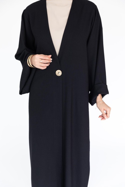 Abaya Essential en lin noire