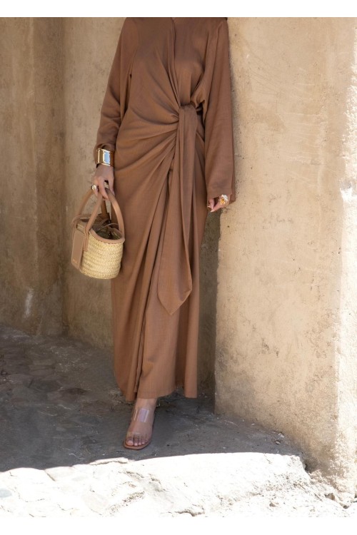 Robe Gabriela en lin noisette