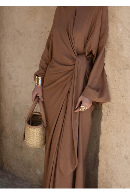 Robe Gabriela en lin noisette