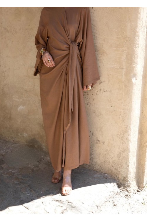 Robe Gabriela en lin noisette
