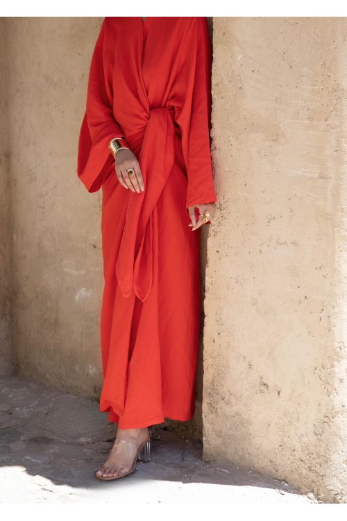 Robe Gabriela en lin corail