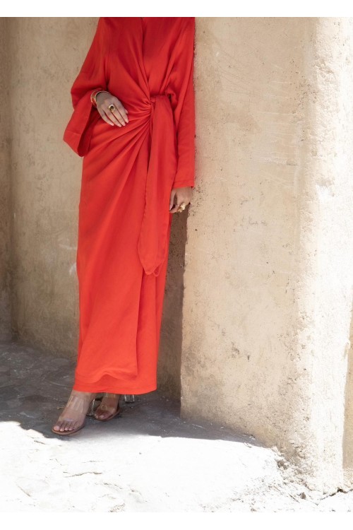 Robe Gabriela en lin corail