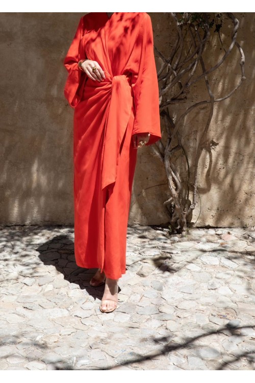 Robe Gabriela en lin corail