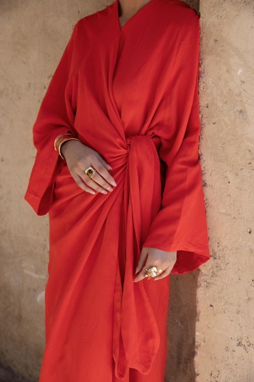 Robe Gabriela en lin corail