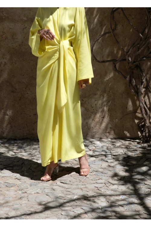 Robe Gabriela en lin jaune