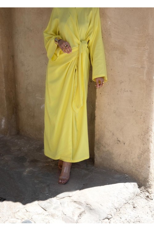 Robe Gabriela en lin jaune