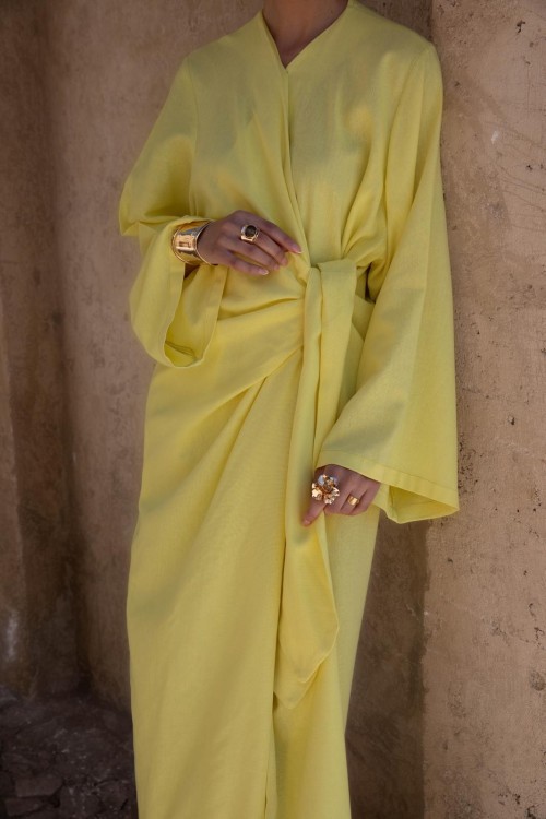 Robe Gabriela en lin jaune
