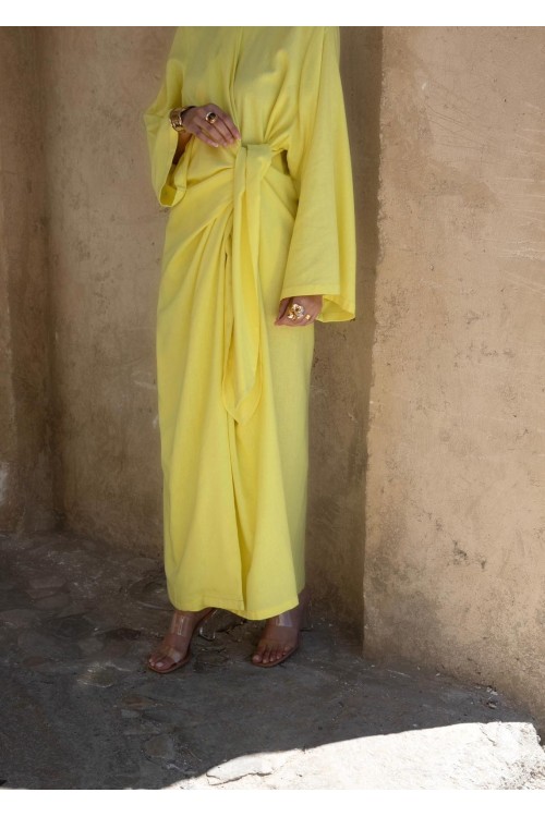 Robe Gabriela en lin jaune