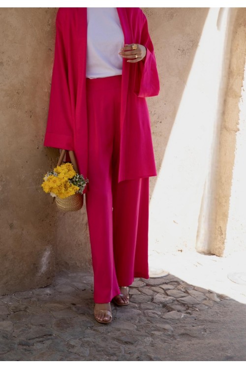 Ensemble en lin Eloa fushia