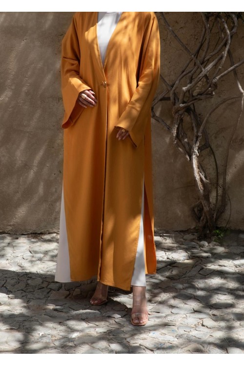 Abaya essentiel en lin noisette