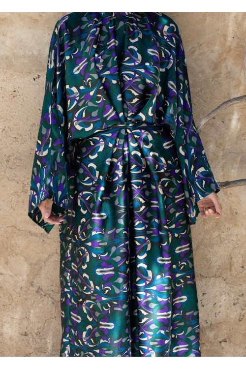Robe Carmen imprimée vert