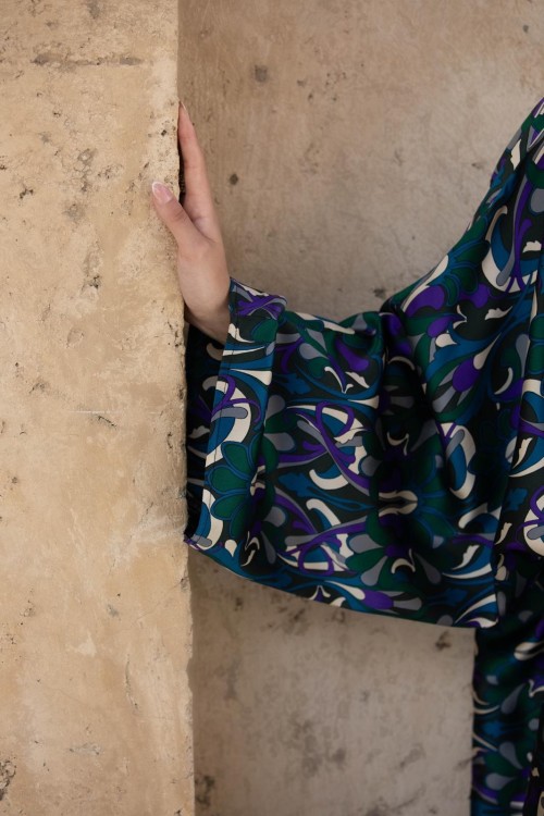 Robe Carmen imprimée vert