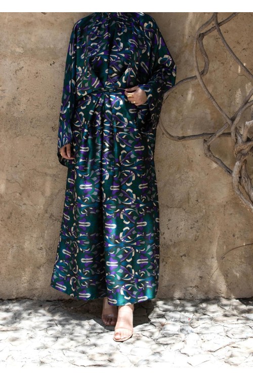 Robe Carmen imprimée vert