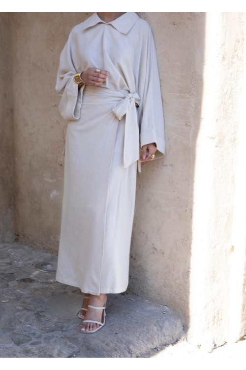 Jupe Rita en lin beige