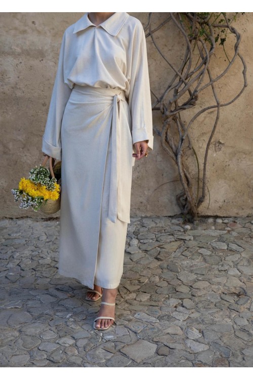 Jupe Rita en lin beige