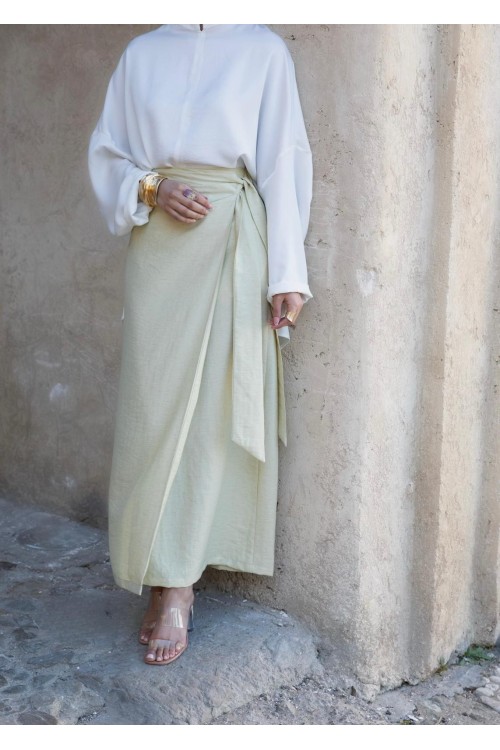 Jupe Rita en lin jaune pastel