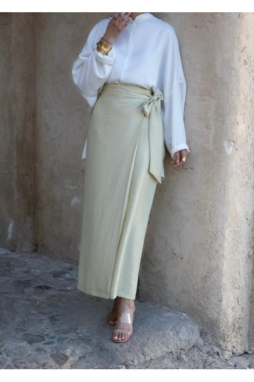 Jupe Rita en lin jaune pastel