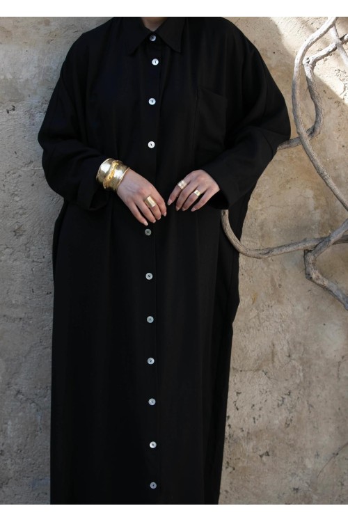 Robe chemise Livia en lin noire