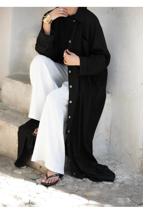Robe chemise Livia en lin noire