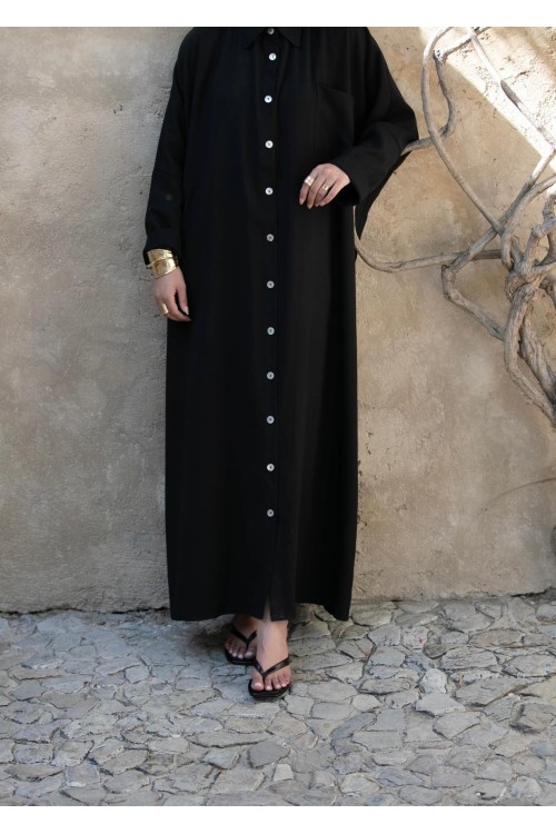 Robe chemise Livia en lin noire