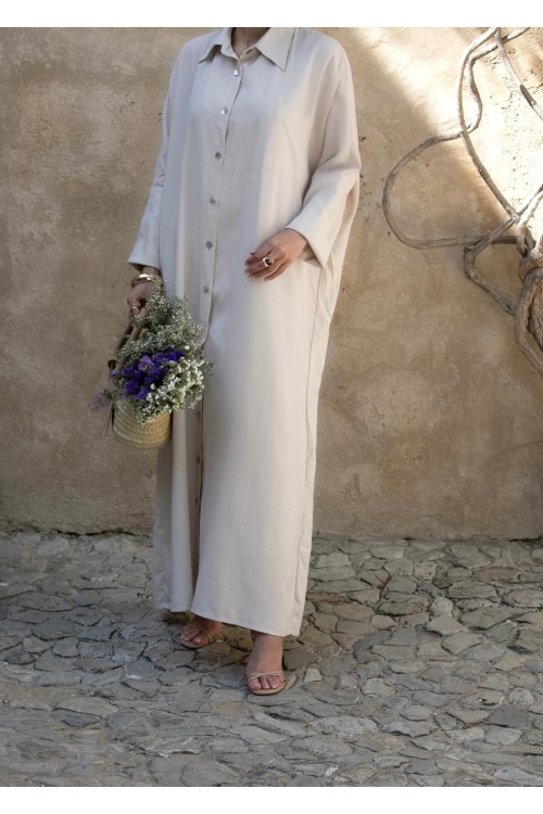 Robe chemise Livia en lin beige