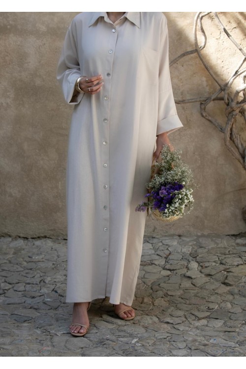 Robe chemise Livia en lin beige