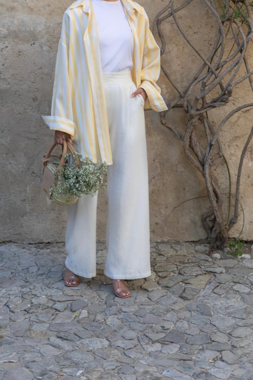 Palazzo classy en lin blanc