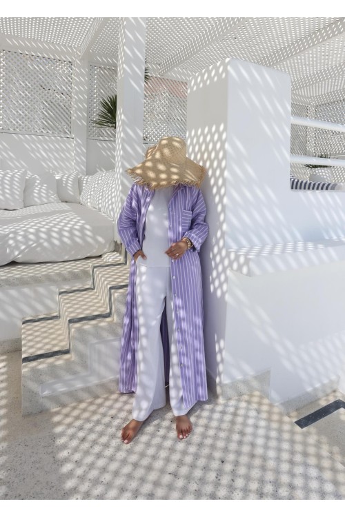 Robe chemise Livia en lin Lilas