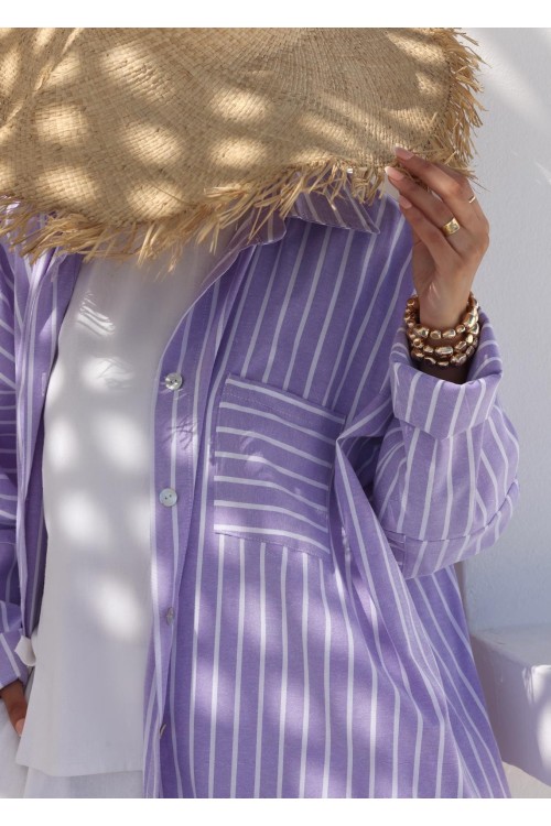 Robe chemise Livia en lin Lilas
